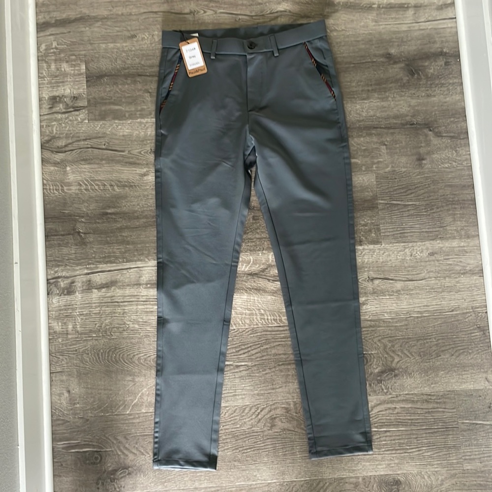 Mens slim fit grey dress pant